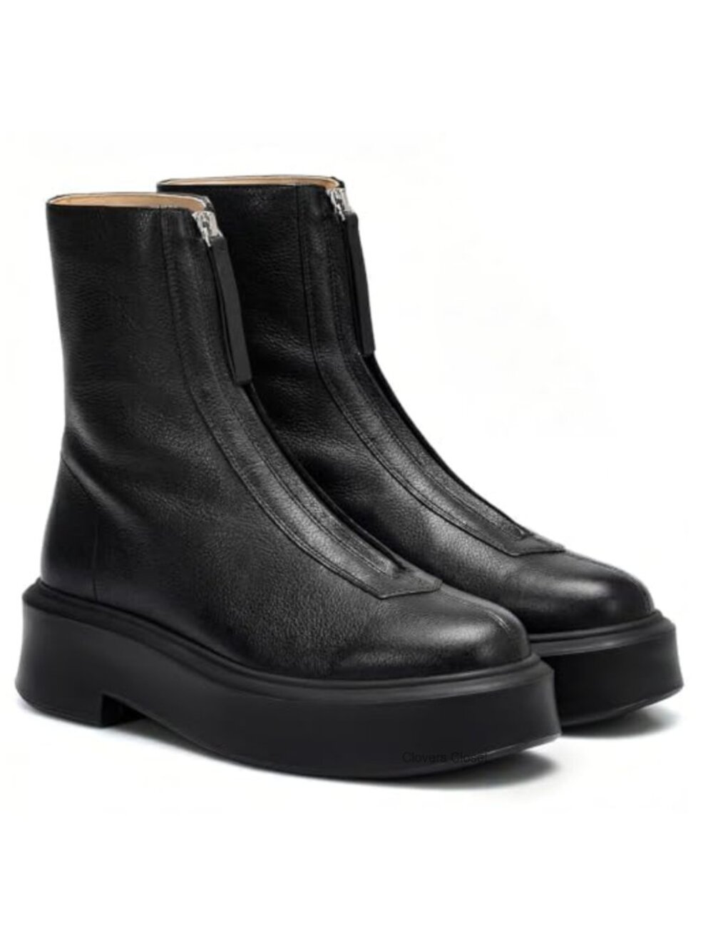 Women's Platform Ankle Boots Chunky Chelsea Short Fall Booties Front Zipper